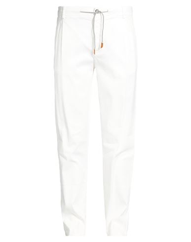 Man Pants White Size 31 Linen, Cotton, Elastane