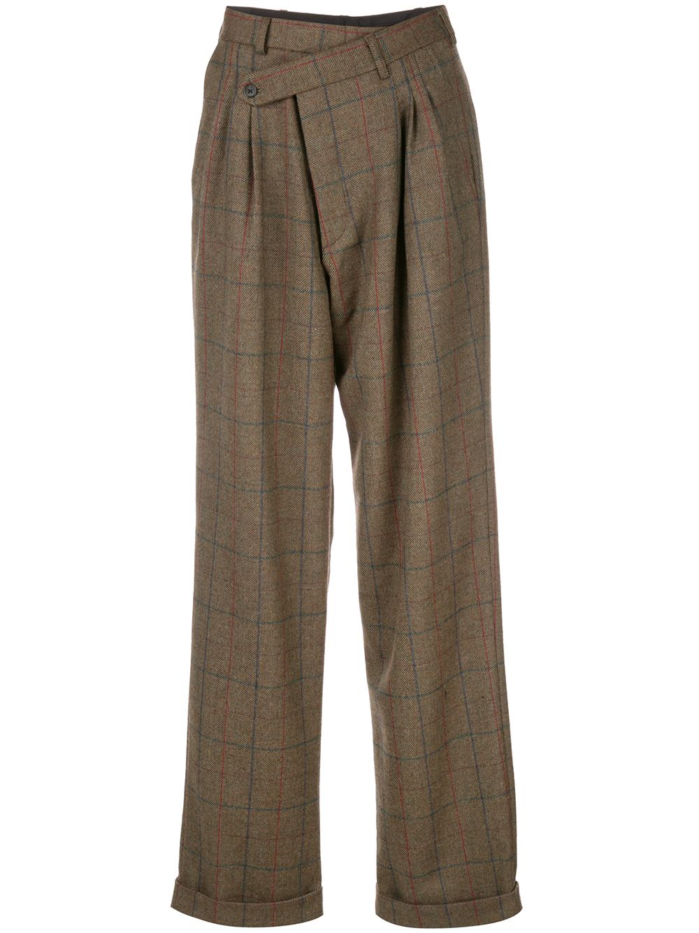Checked relaxed trousers - Green