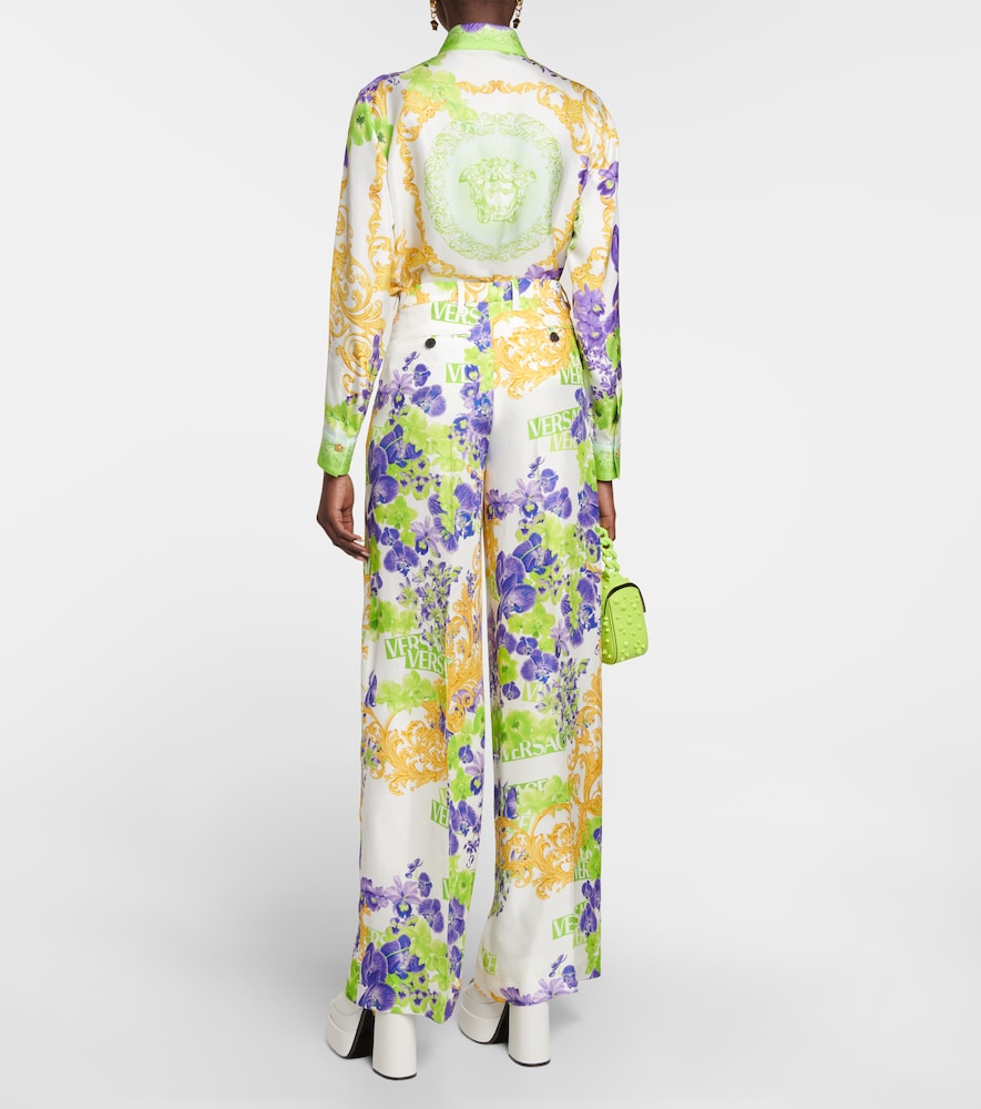 Floral silk pants