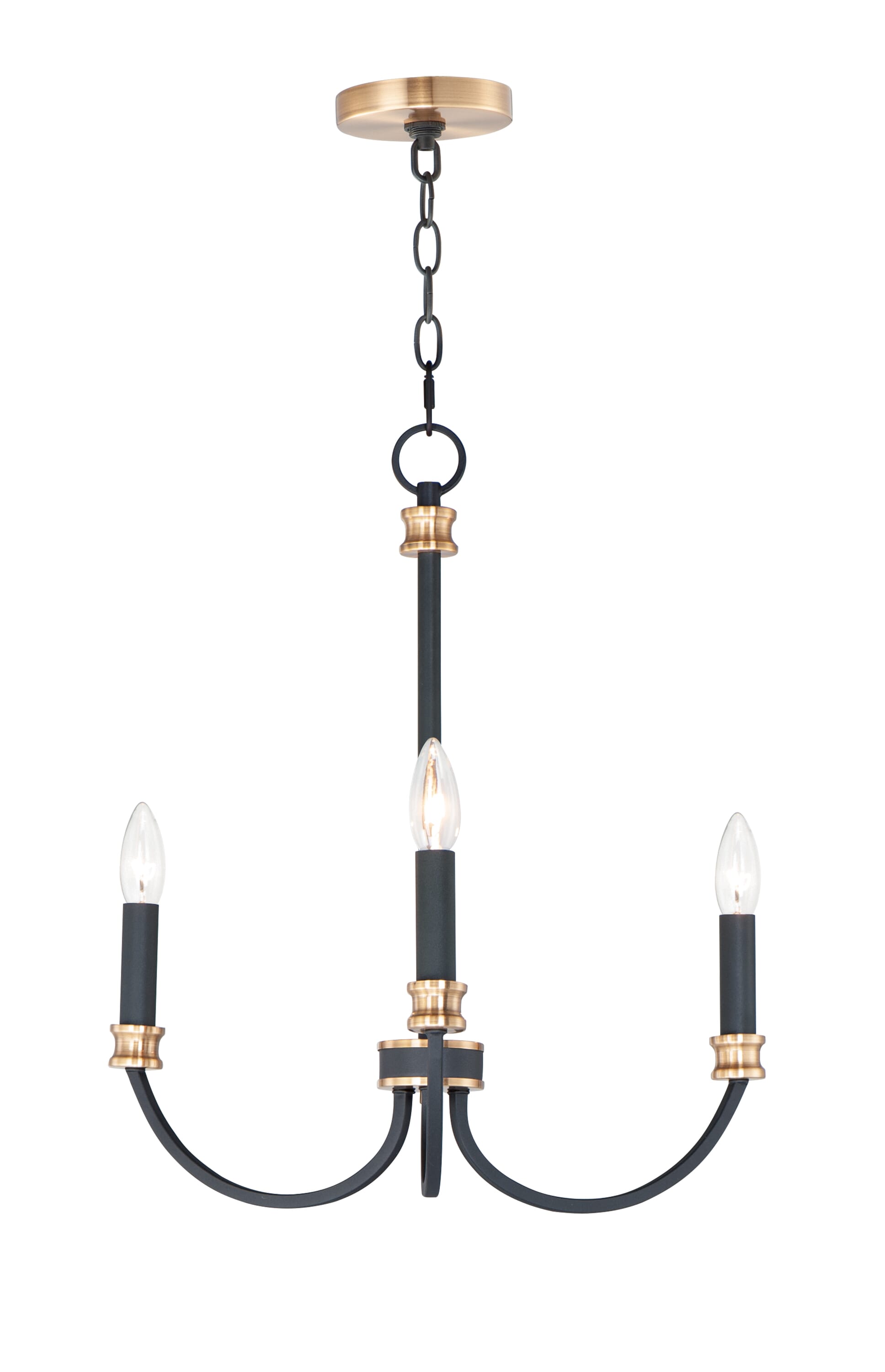 Maxim Charlton 3-Light Transitional Chandelier in Black and Antique Bra