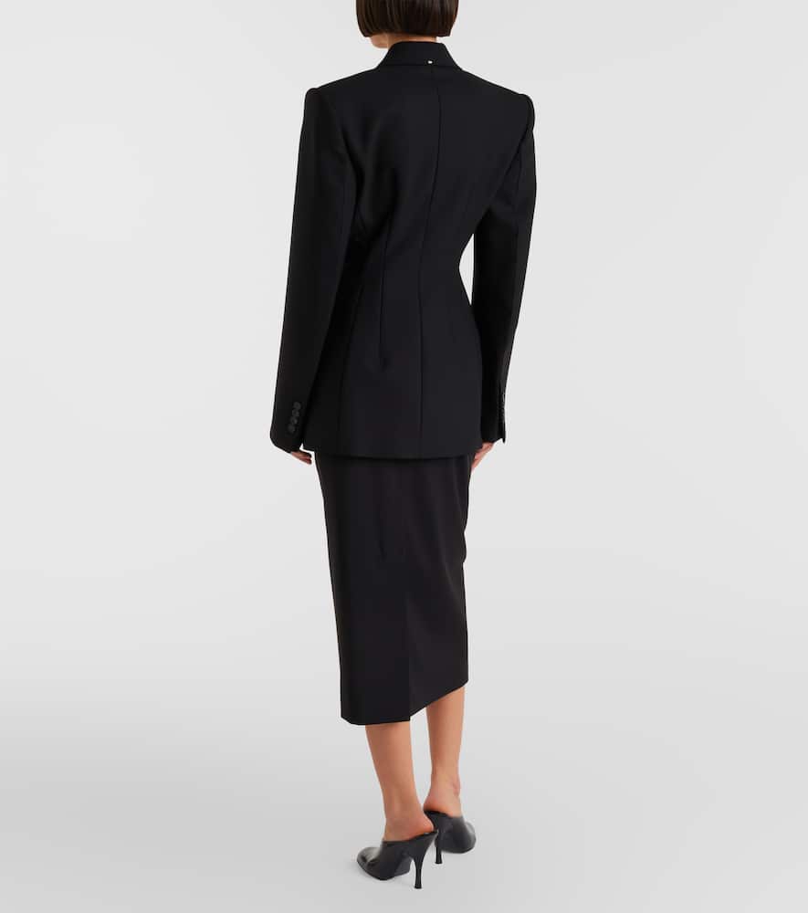 High-rise virgin wool midi skirt