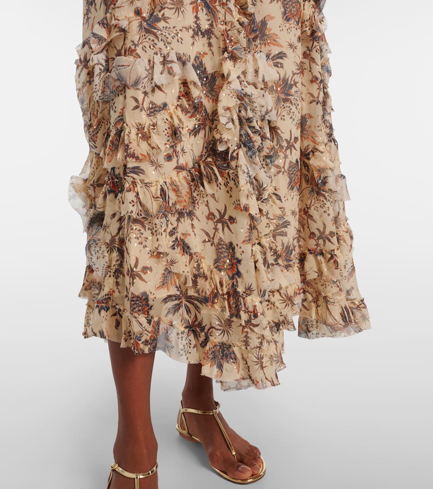 Adele printed silk-blend chiffon midi skirt