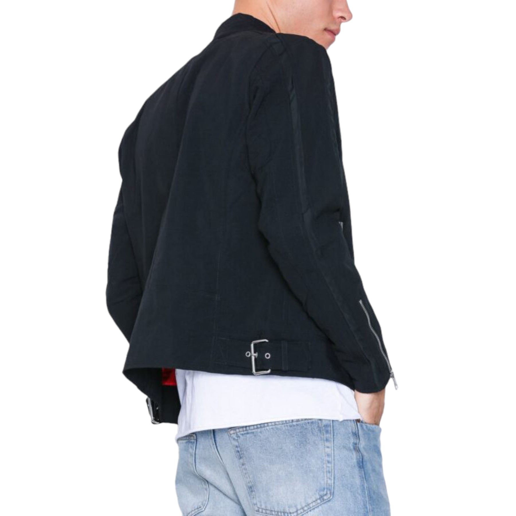 Diesel J STREET Mens Biker Jackets Slim Fit Summer Outwear Bomber Coat Full Zip - Navy