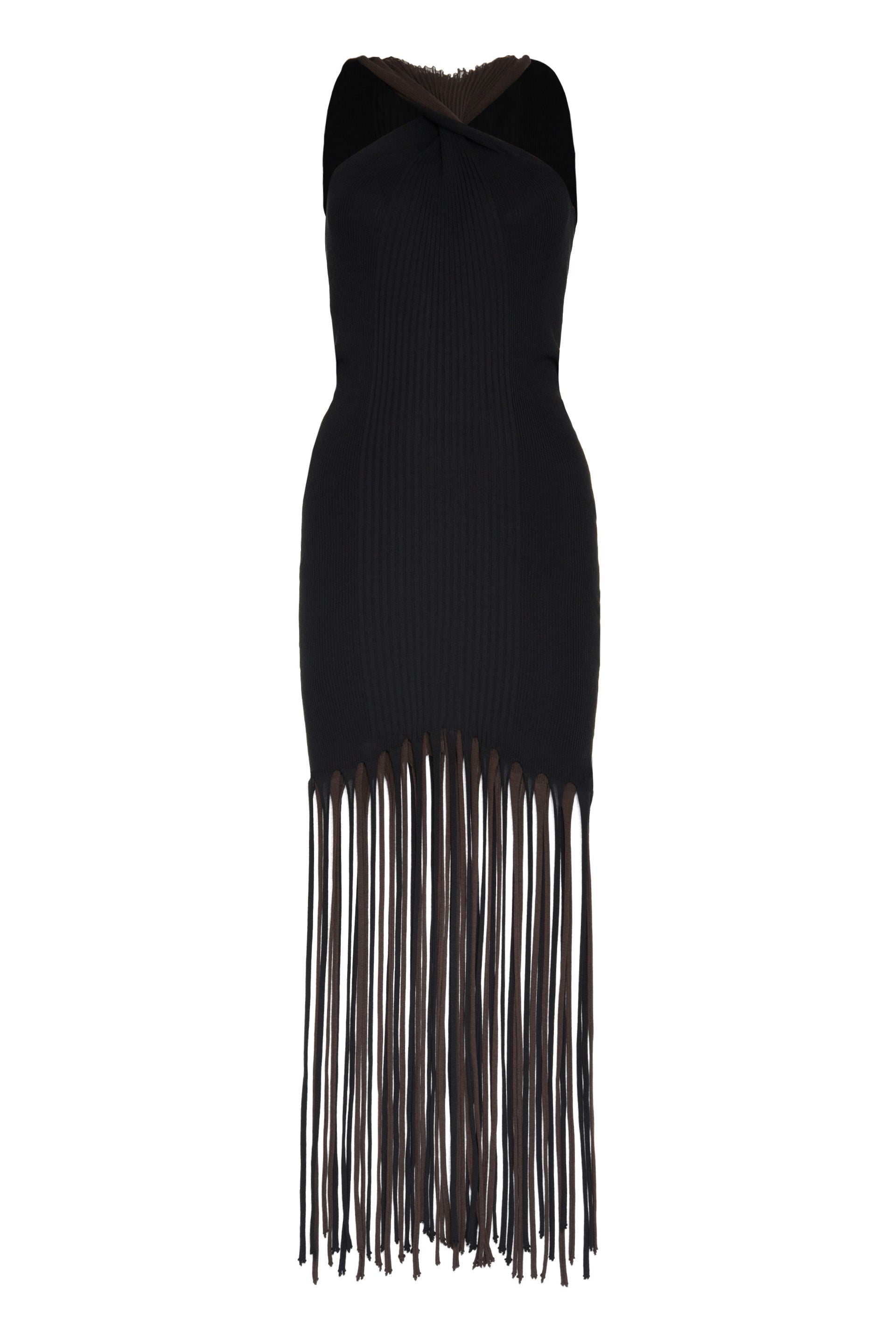 Cut-Out Shoulder Top with Fringed Hem
