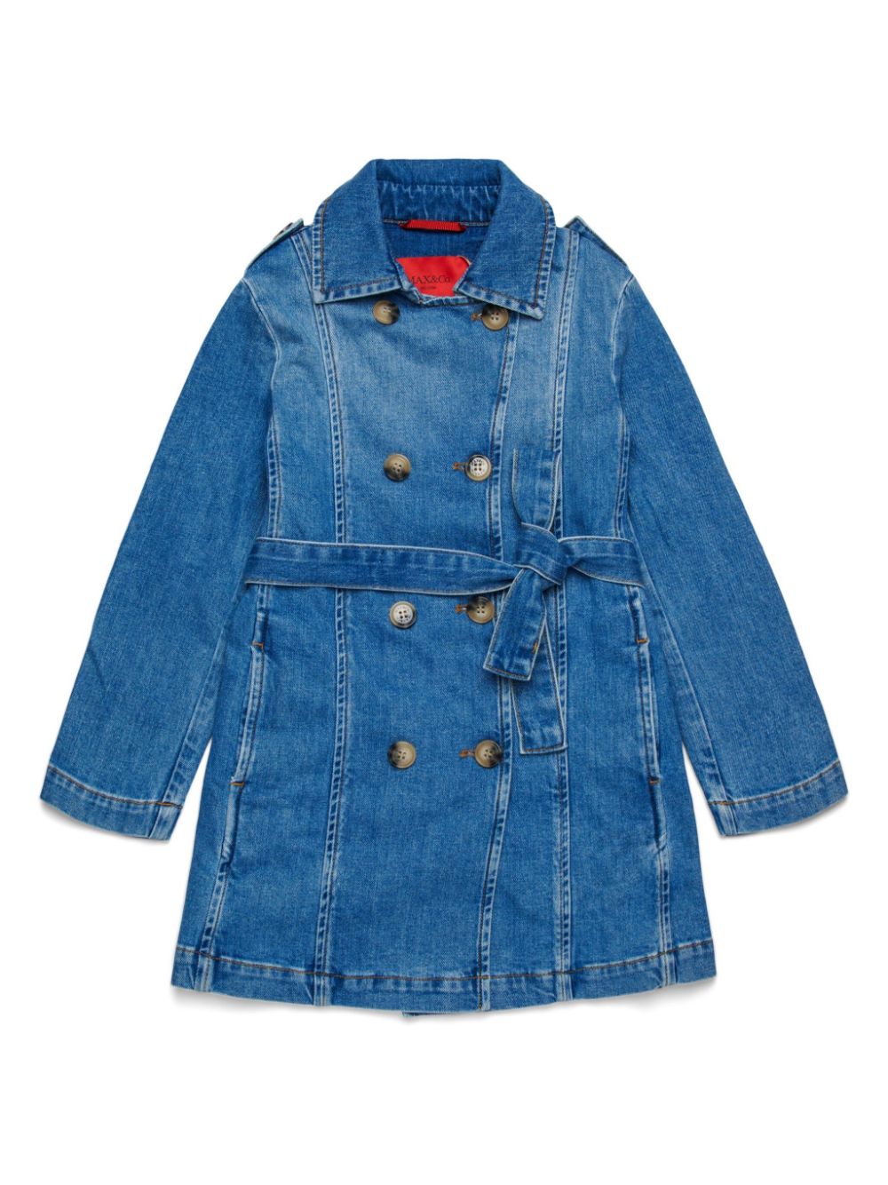 Double-breasted denim coat - Blue