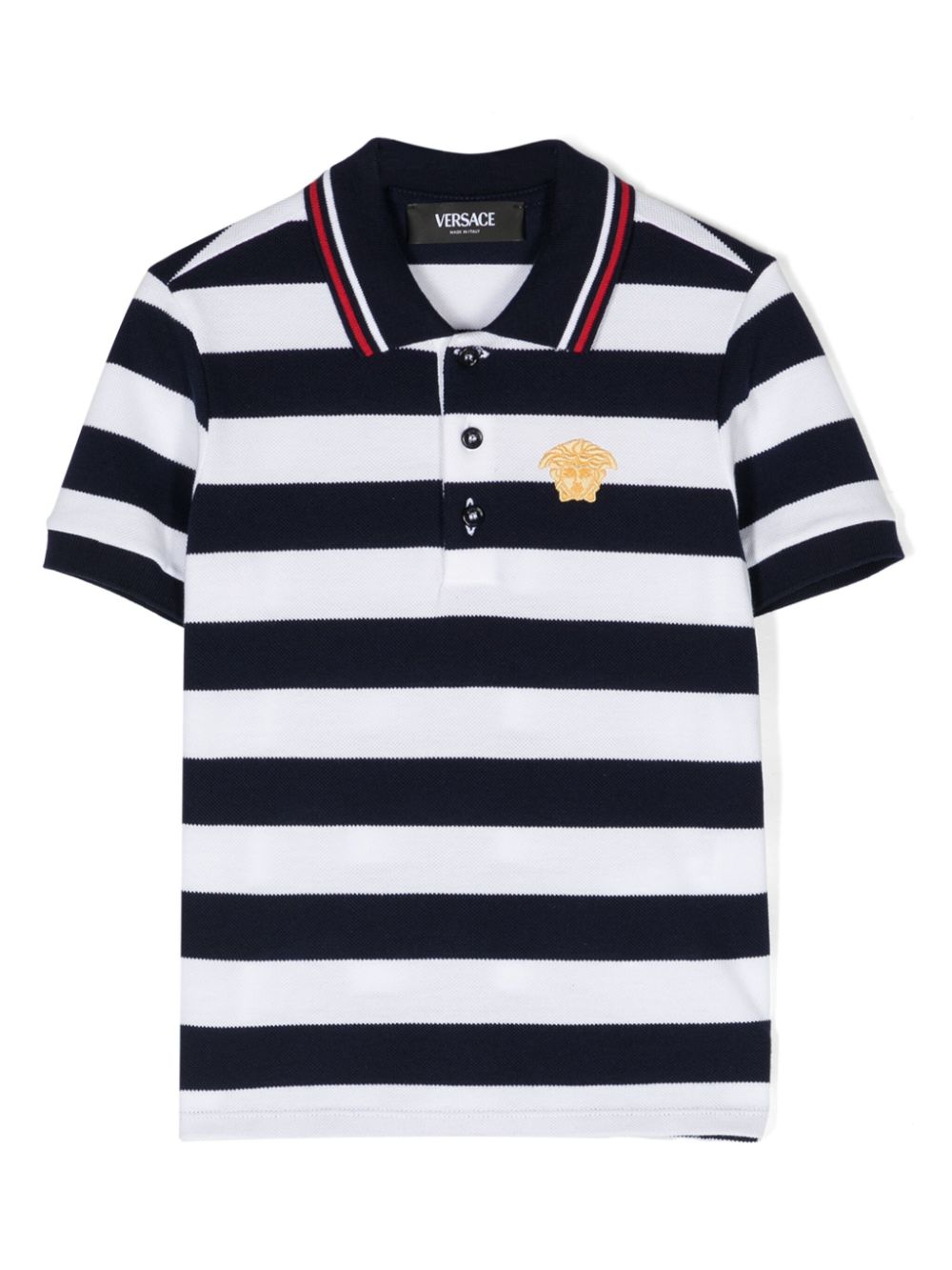 Nautical Stripe cotton polo shirt - Blue