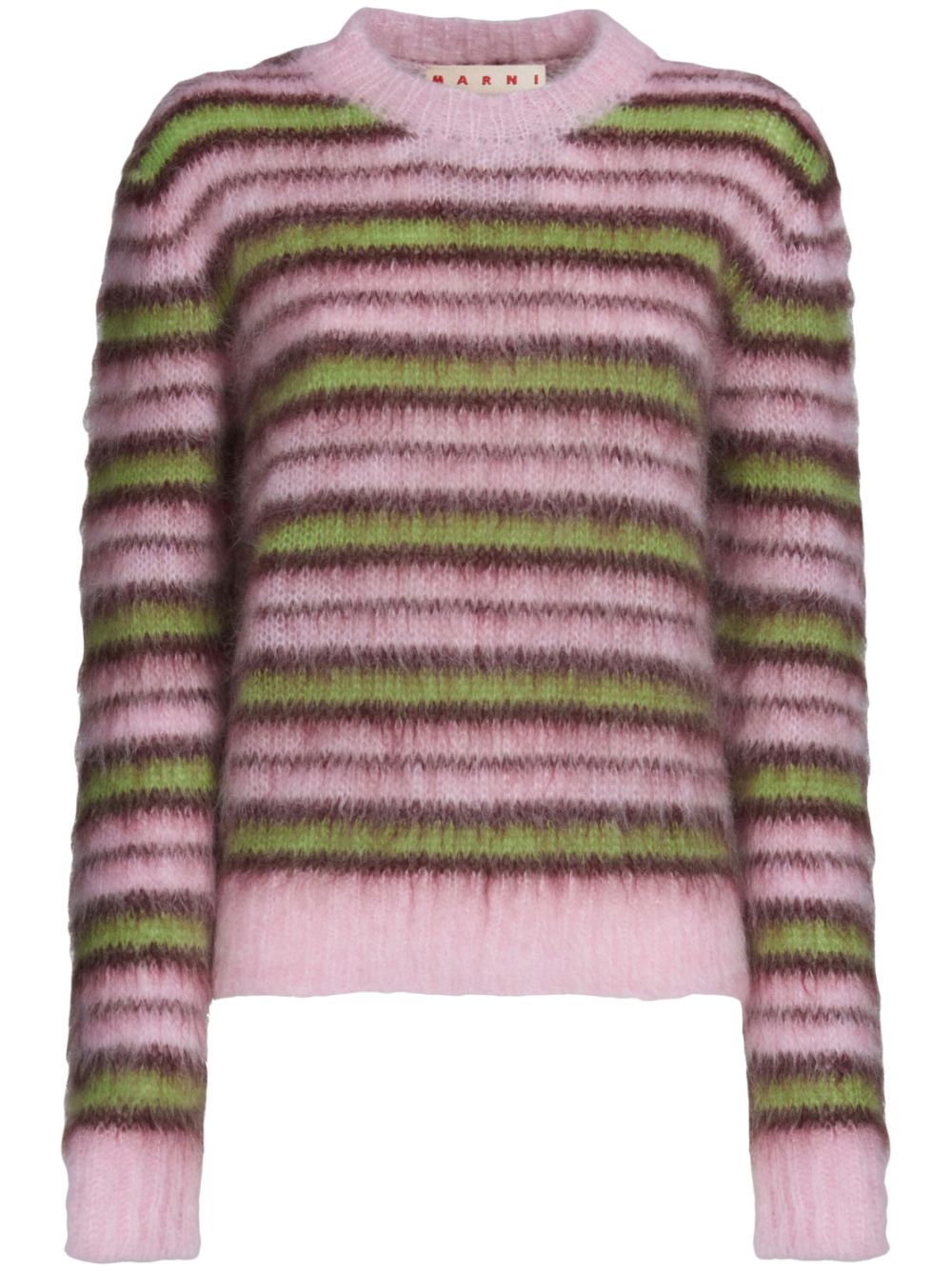 Stripe-pattern mohair-blend jumper - Pink