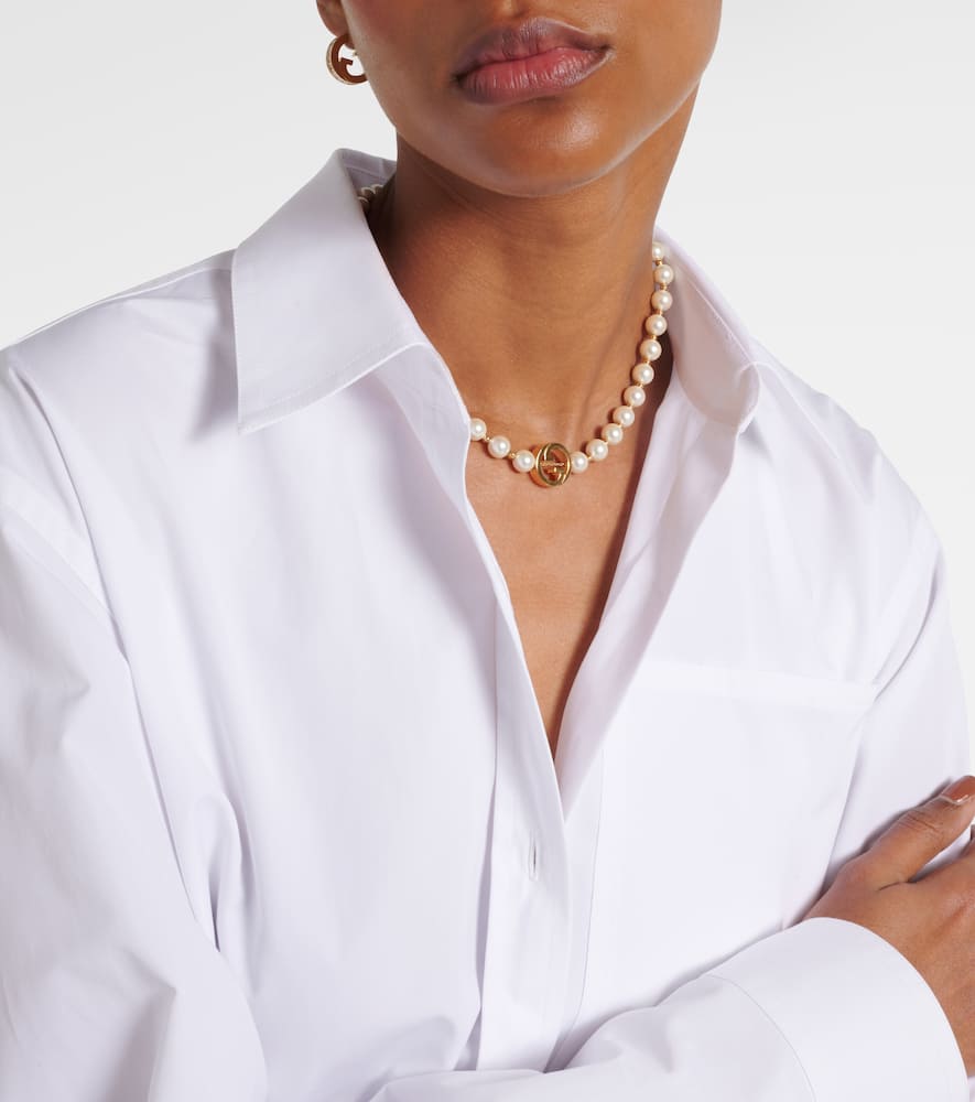 Interlocking G pearl necklace