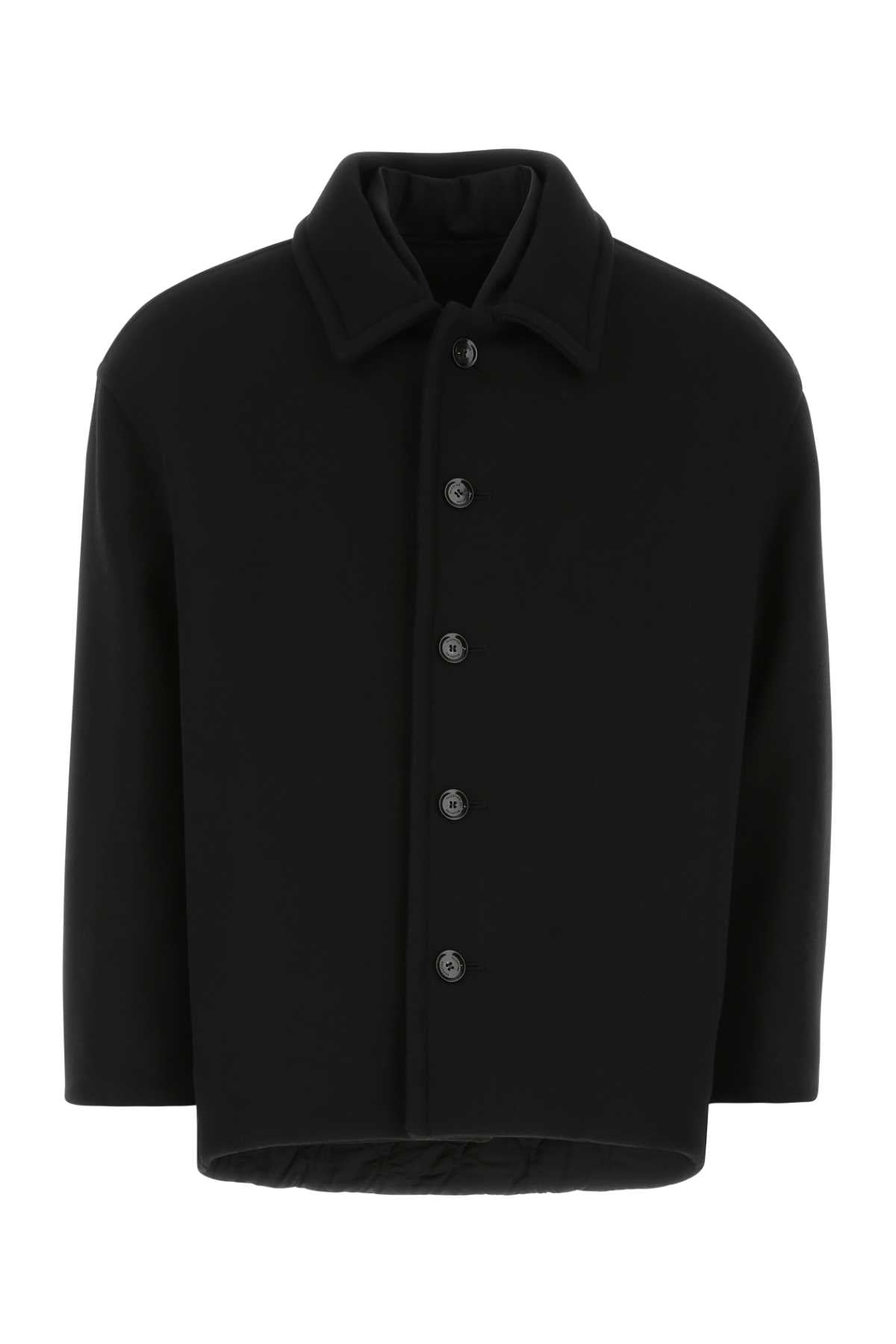 Virgin Wool Blend Coat — Black