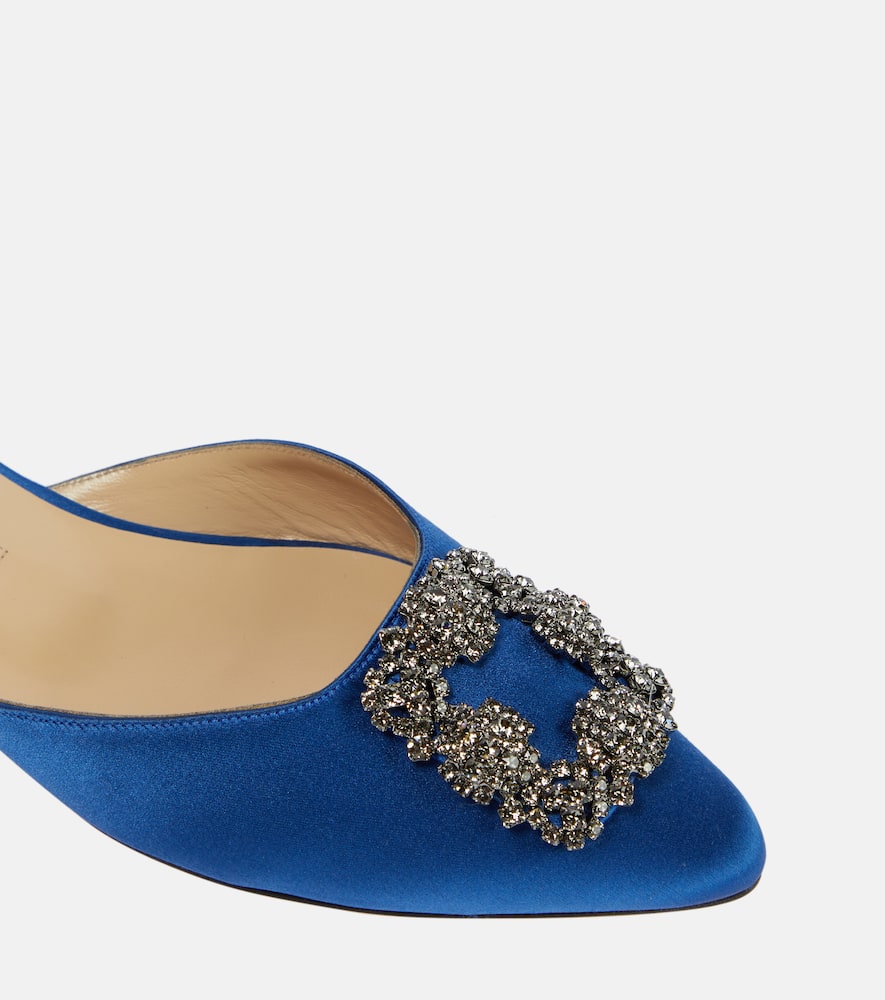 Manolo Blahnik Hangisimuflat embellished satin mules