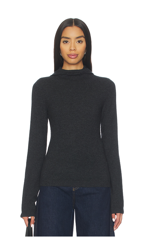 EAVES Kassi Hooded Long Sleeve in Charcoal. - XS also in L, M, S