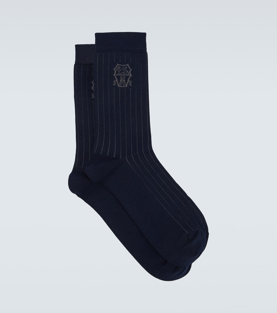 Logo ribbed-knit cotton socks