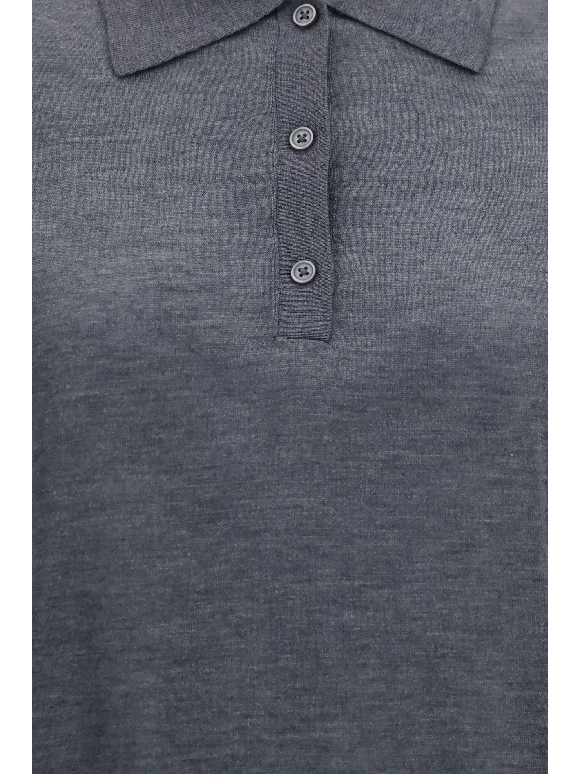 Fine-Knit Cashmere Polo — Gray