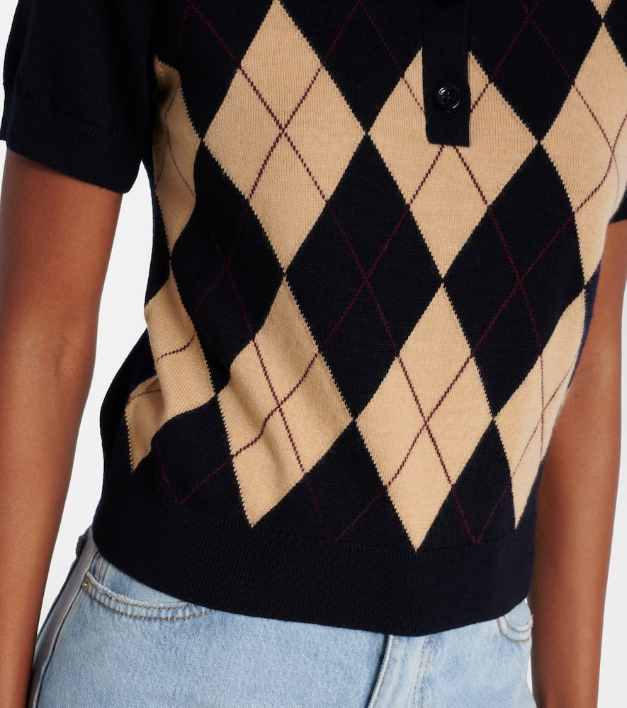 Argyle wool polo shirt