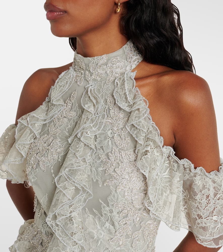 Rhodine embellished halterneck lace gown