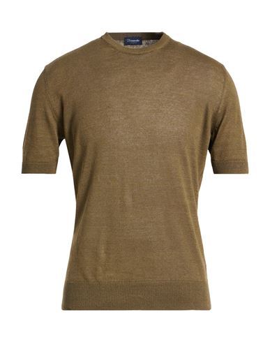 Man Sweater Military green Size 36 Linen, Cotton