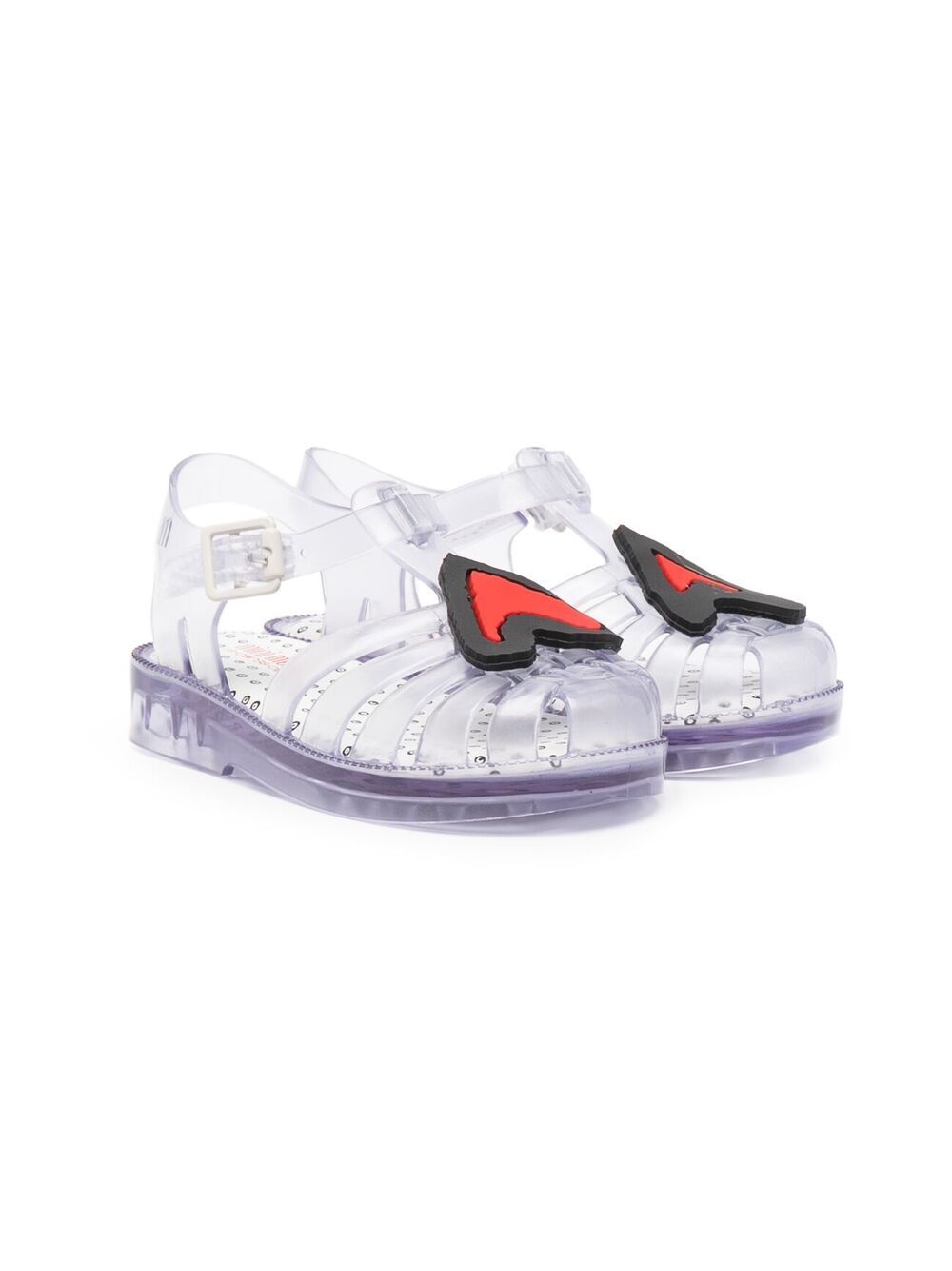 Heart-embellished jelly sandals - Blue