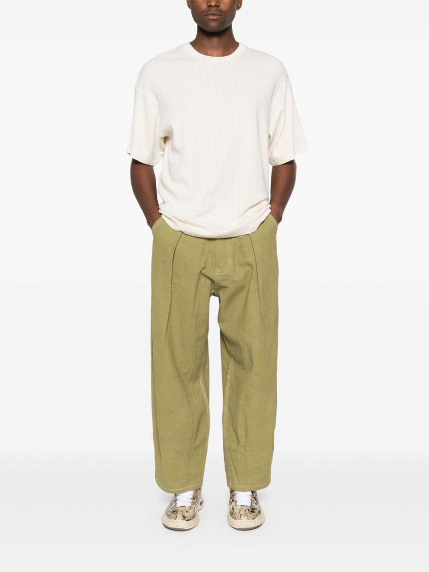 Green Wide Fit Cotton Pants
