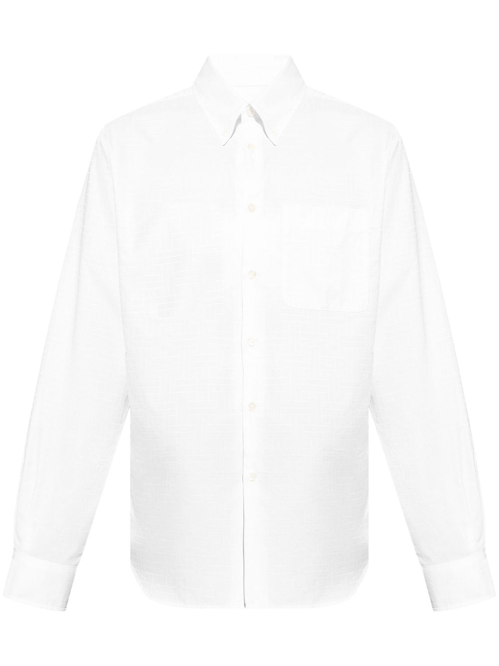 Patterned-jacquard cotton shirt - White