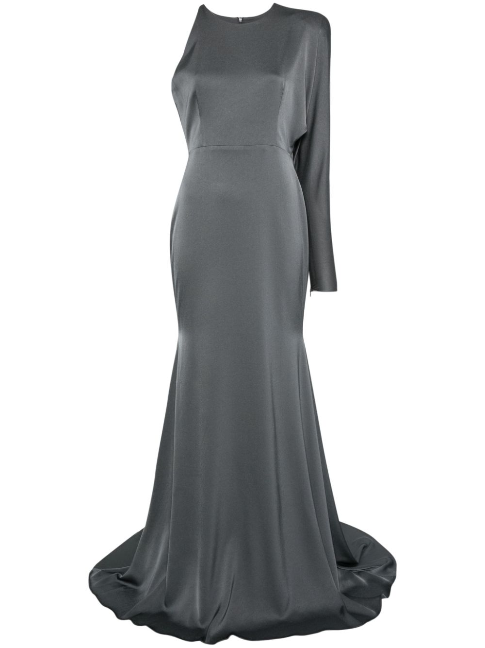 Satin one-shoulder gown - Grey