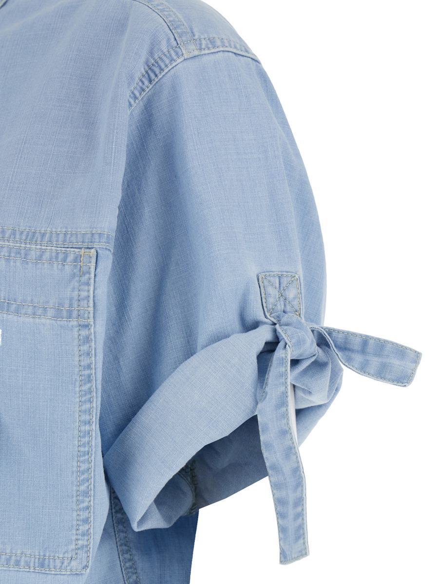 'Vally' Light Blue Tracksuit With Chest Pockets And Elastic Waist With Drawstring In Cotton Woman