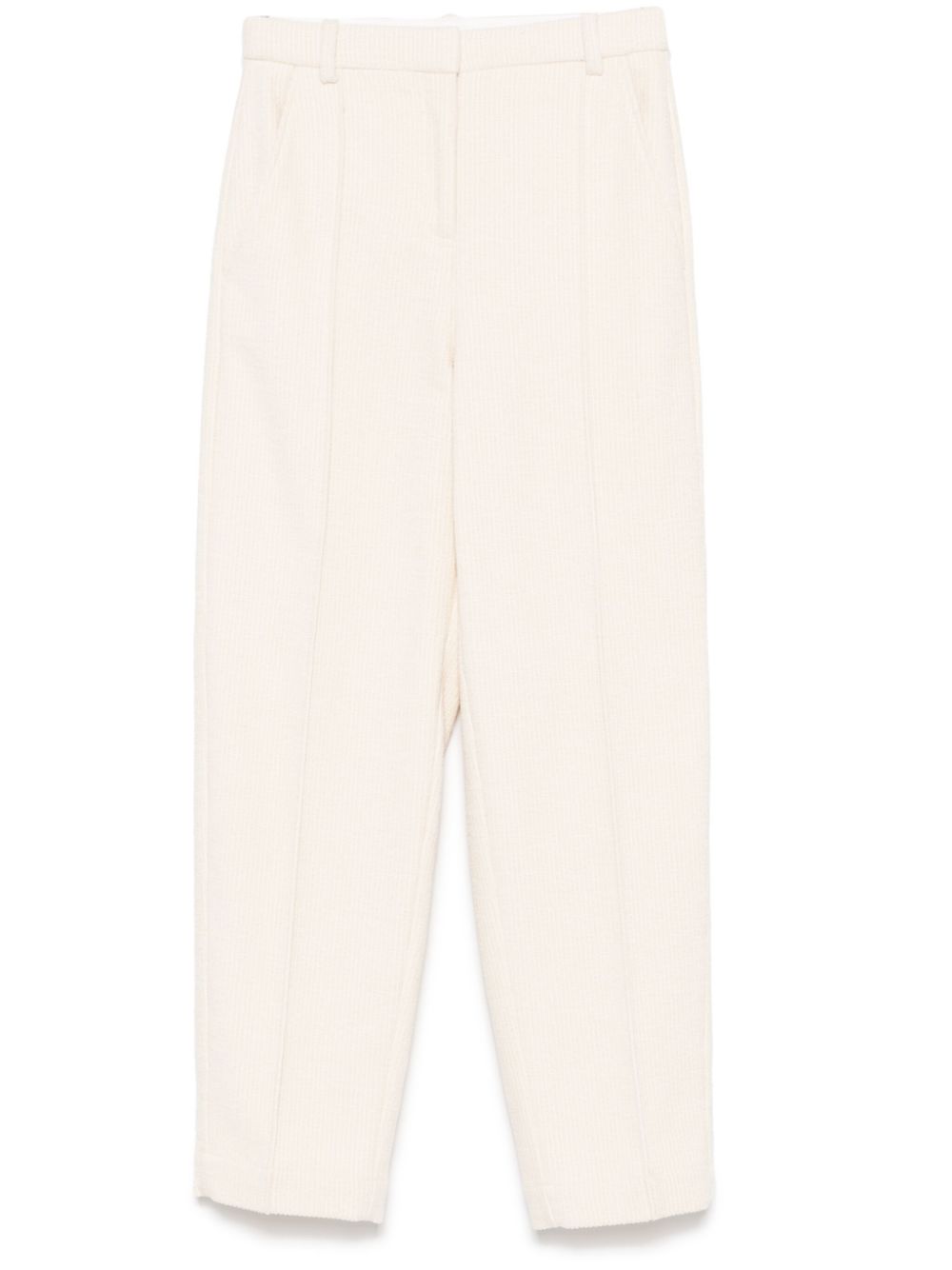 High-waist corduroy trousers - White