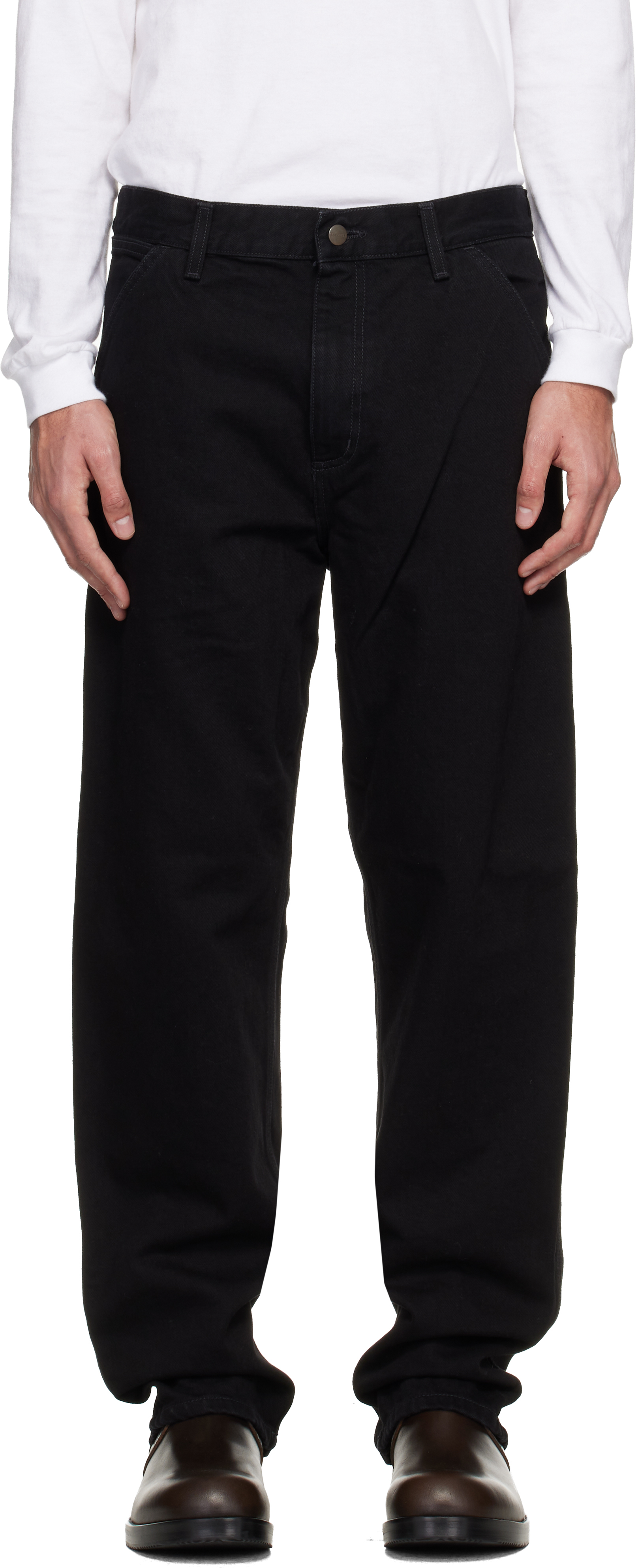 Black Single Knee Jeans
