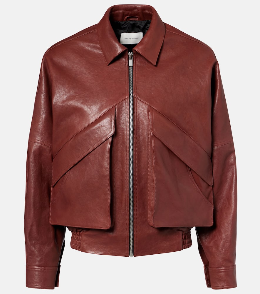 Leather bomber jacket