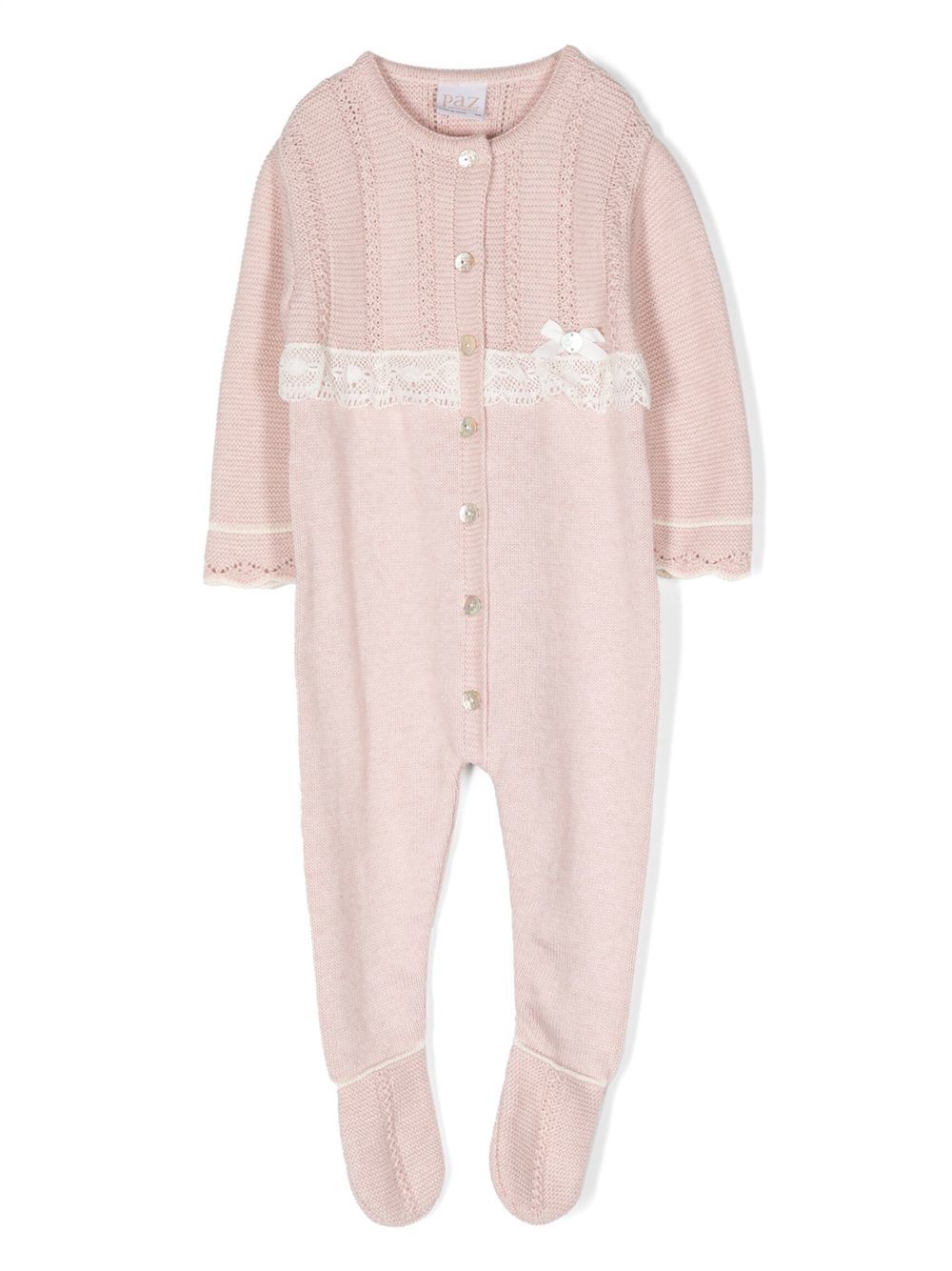 Lace-detail long-sleeved bodie - Pink