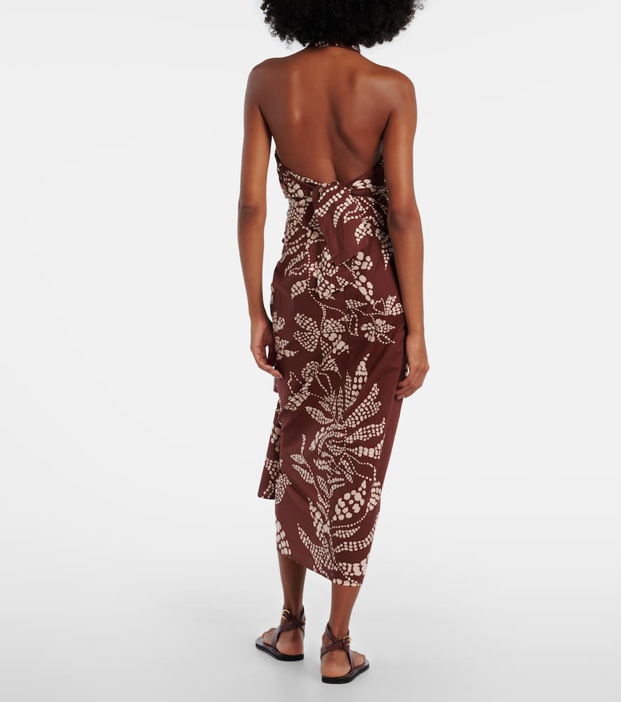 Uma printed cotton midi skirt