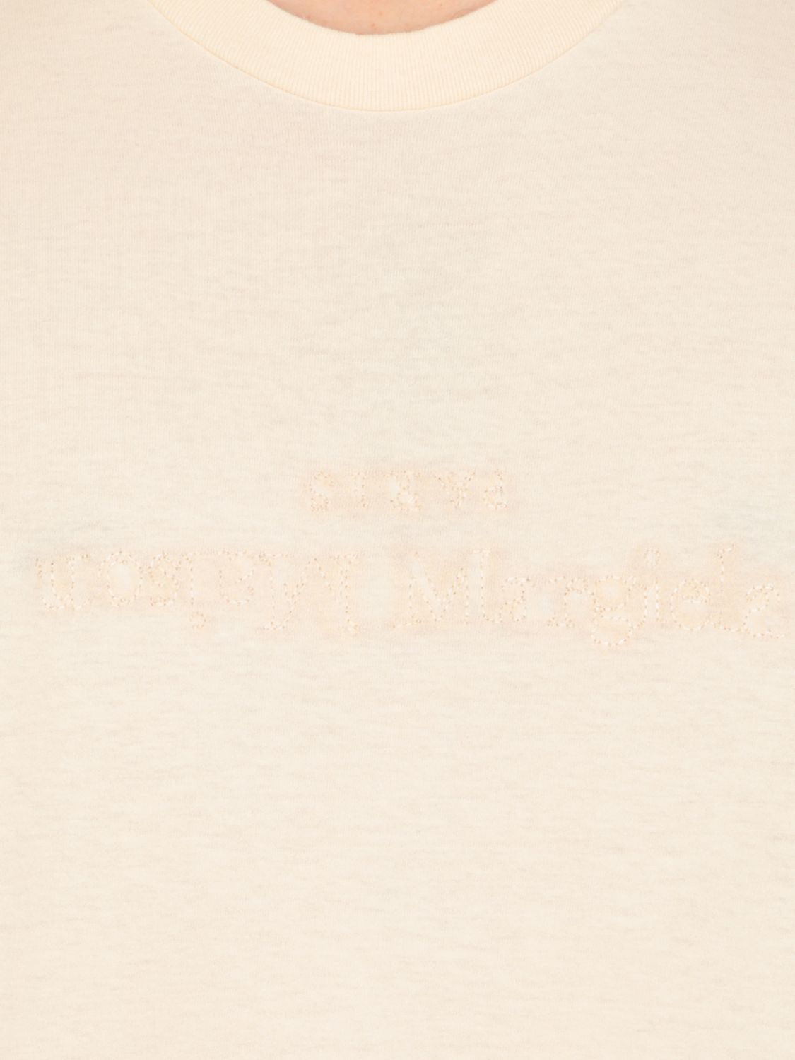 Logo-embroidered cotton T-shirt - Neutrals