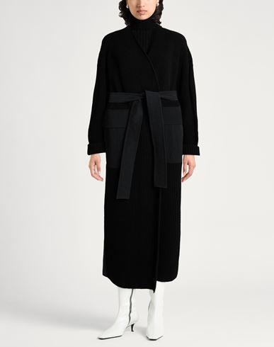 Woman Coat Black Size 6 Virgin Wool, Cashmere