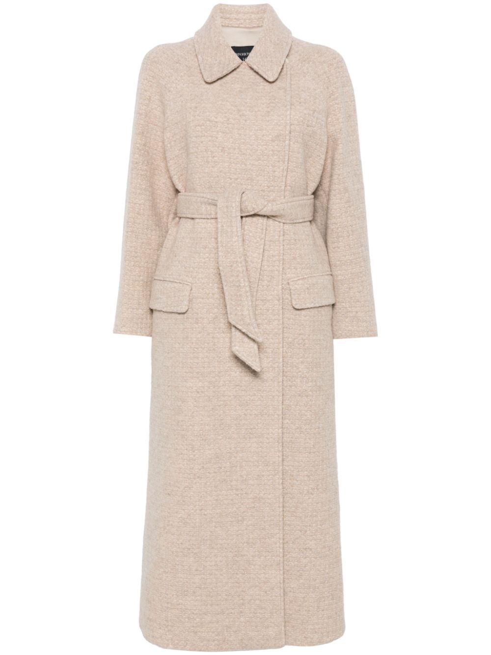 Mélange-effect double-breasted coat - Neutrals