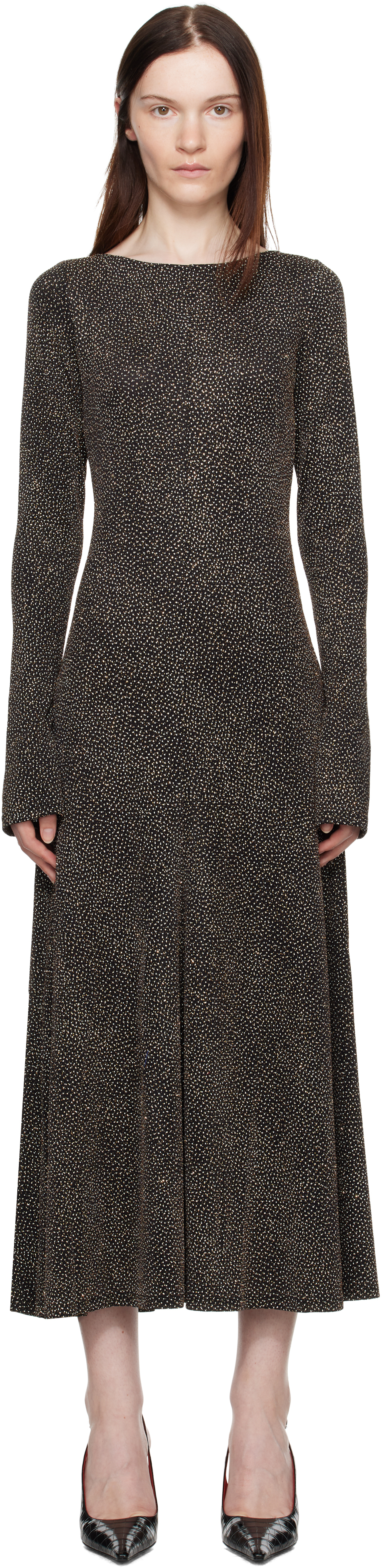 Beaufille Black & Gold Baes Open Back Maxi Dress