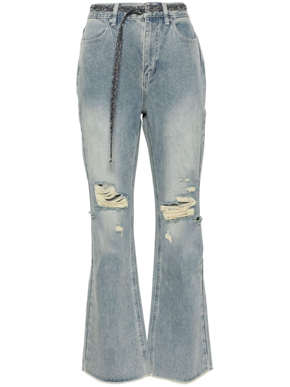 Embellished waist pouch jeans - Blue