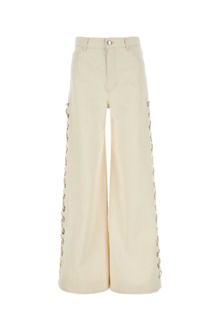 Ivory Denim Wide-leg Jeans