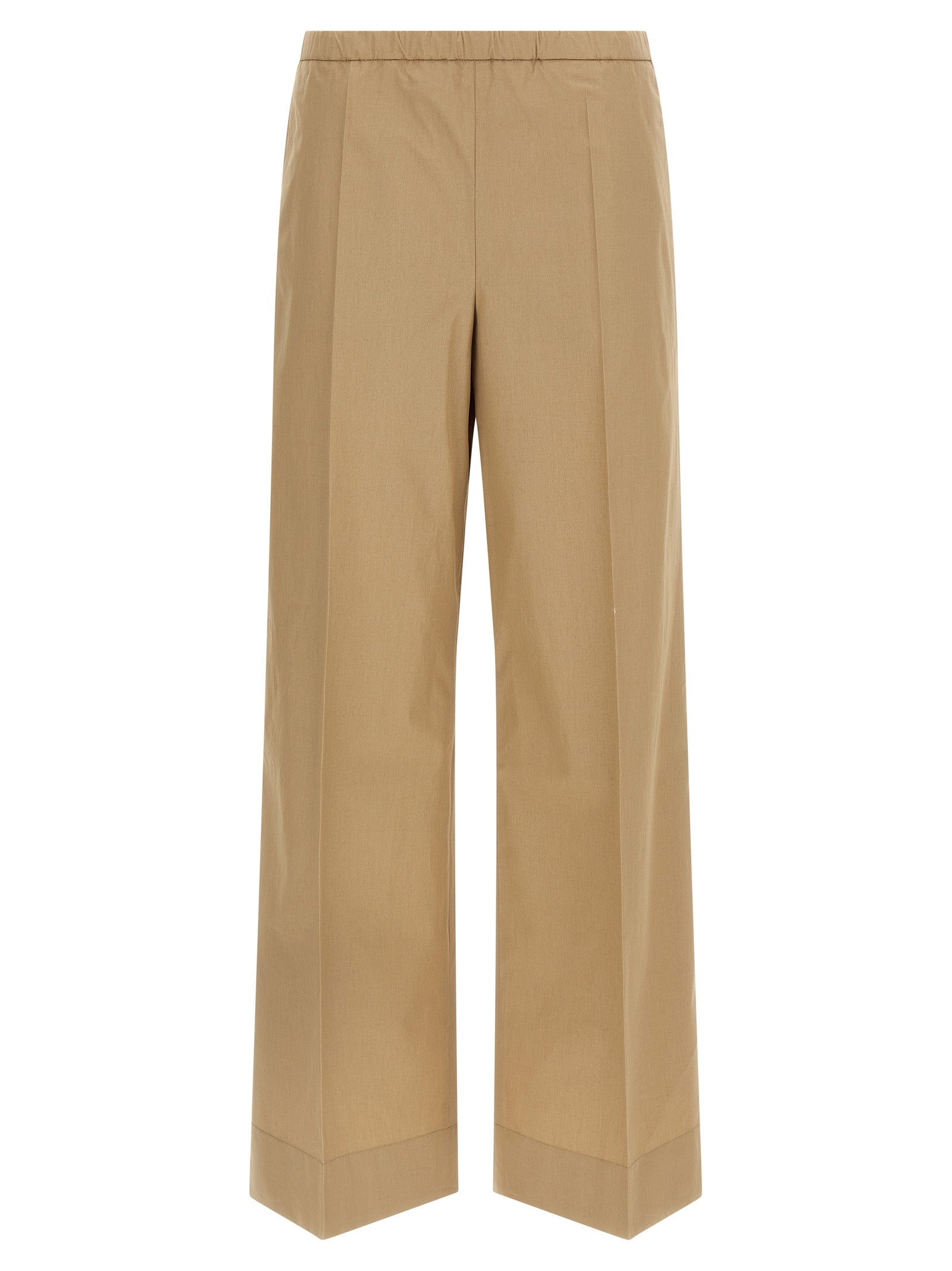 Cotton Poplin Trousers — Beige