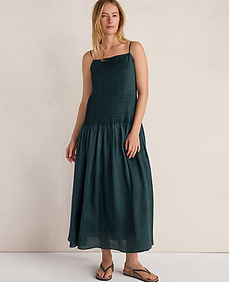 Ann Taylor Haven Well Within Ramie Blend Pleated Maxi Dress