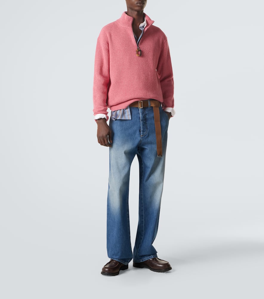 Belted straight jeans