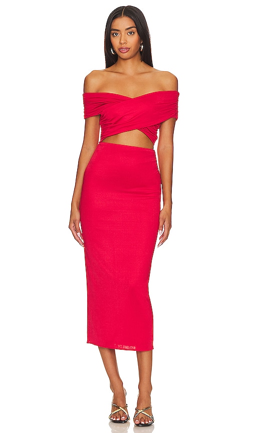 NBD Kamryn Midi Dress in Red. S. Also in