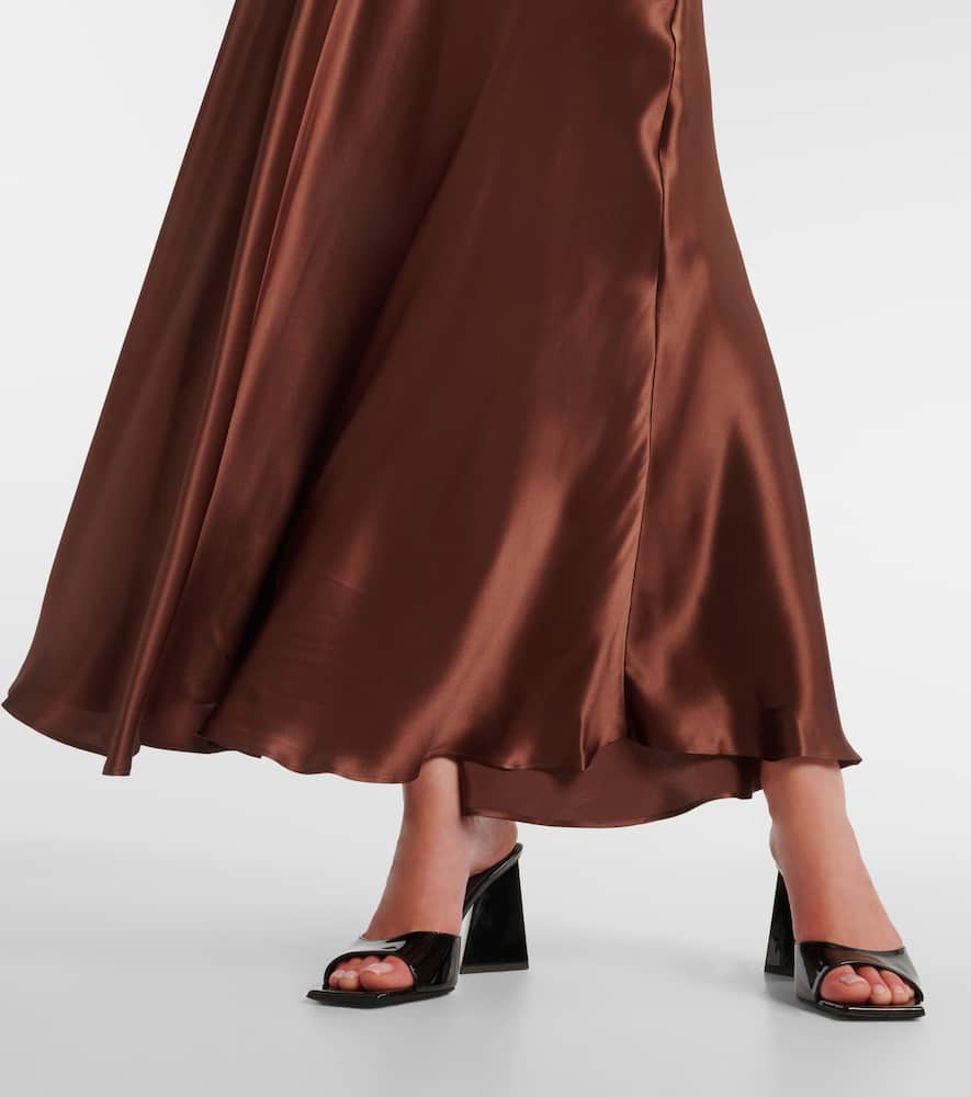 Lace-trimmed silk charmeuse gown