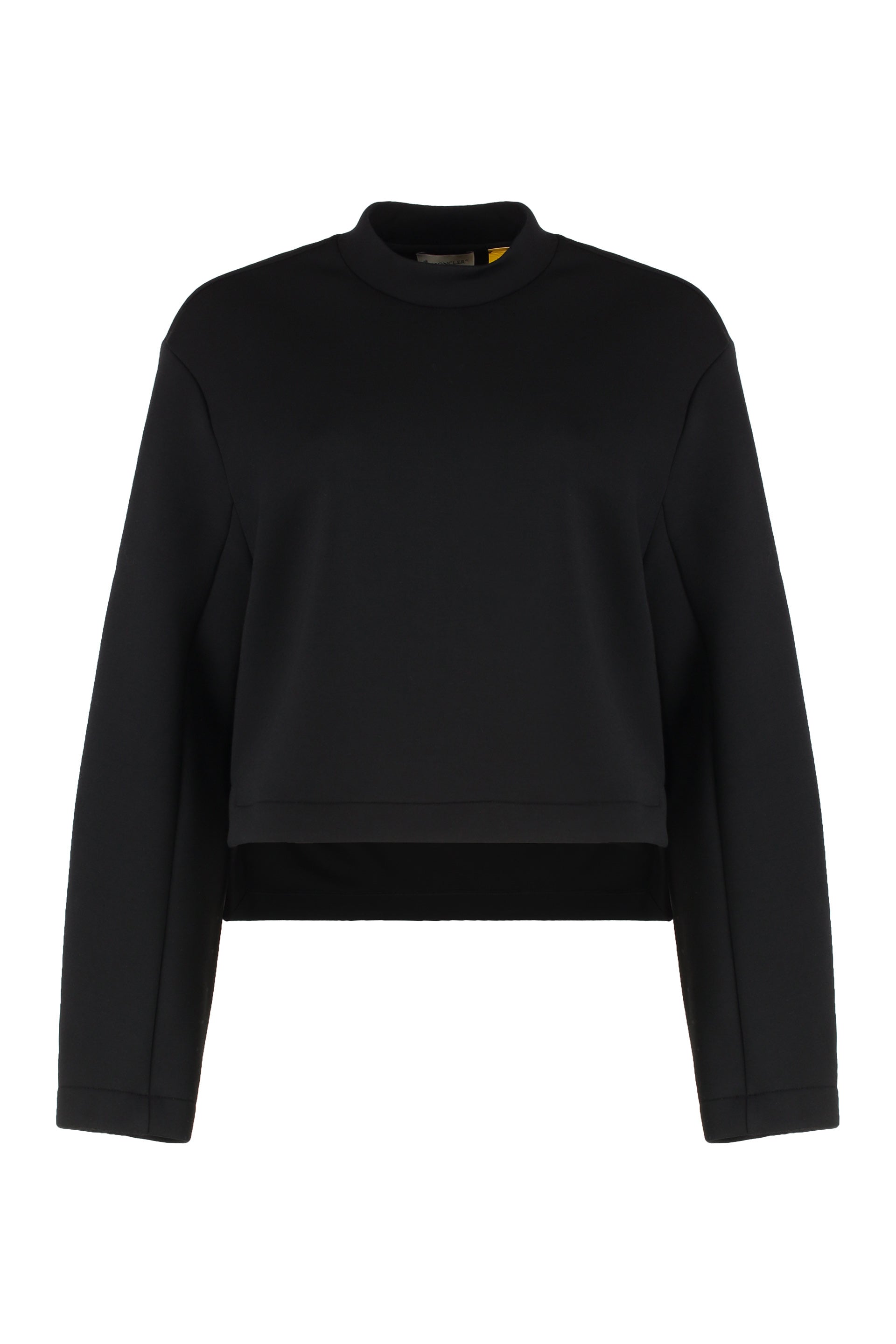Techno Fabric Sweatshirt with Logo Patch on Left Sleeve and Side-Slit Hem