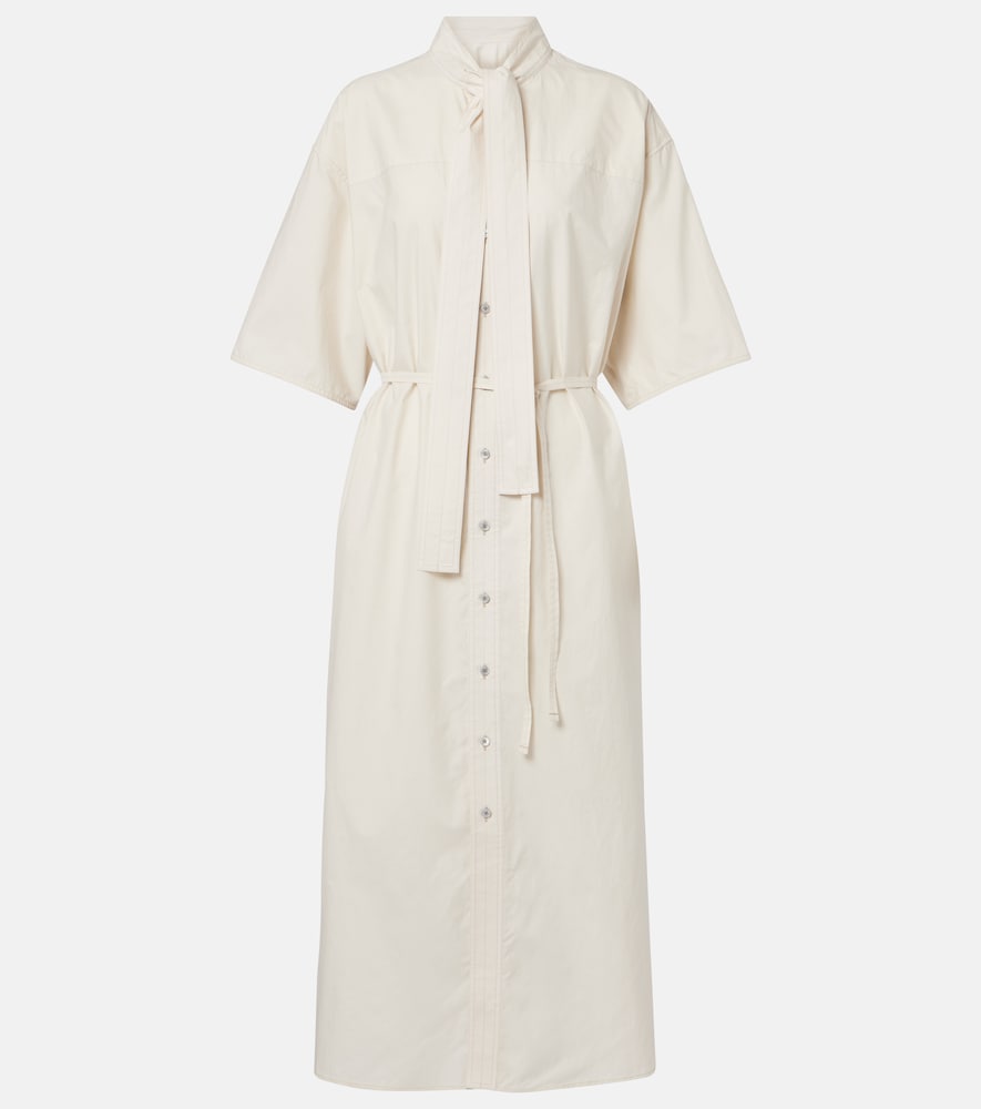 Tie-neck cotton and silk shirt dress