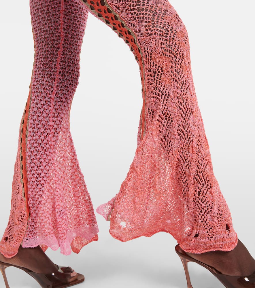 Open-knit cotton flared trousers