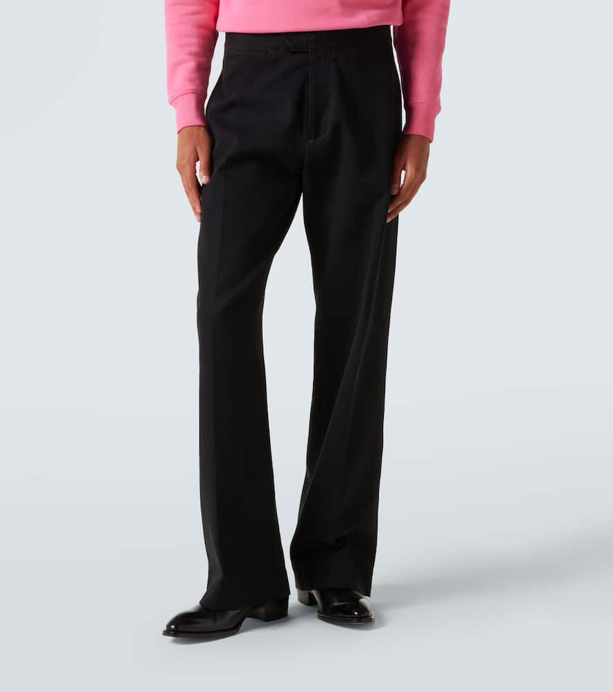 Cotton drill wide-leg pants