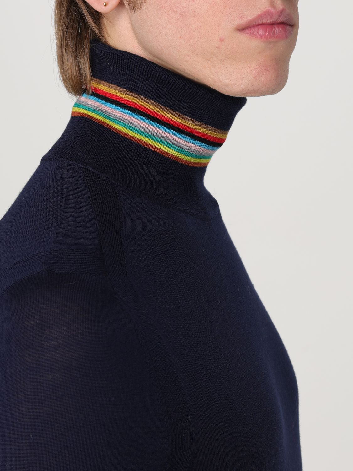 Roll-neck merino wool jumper - Blue