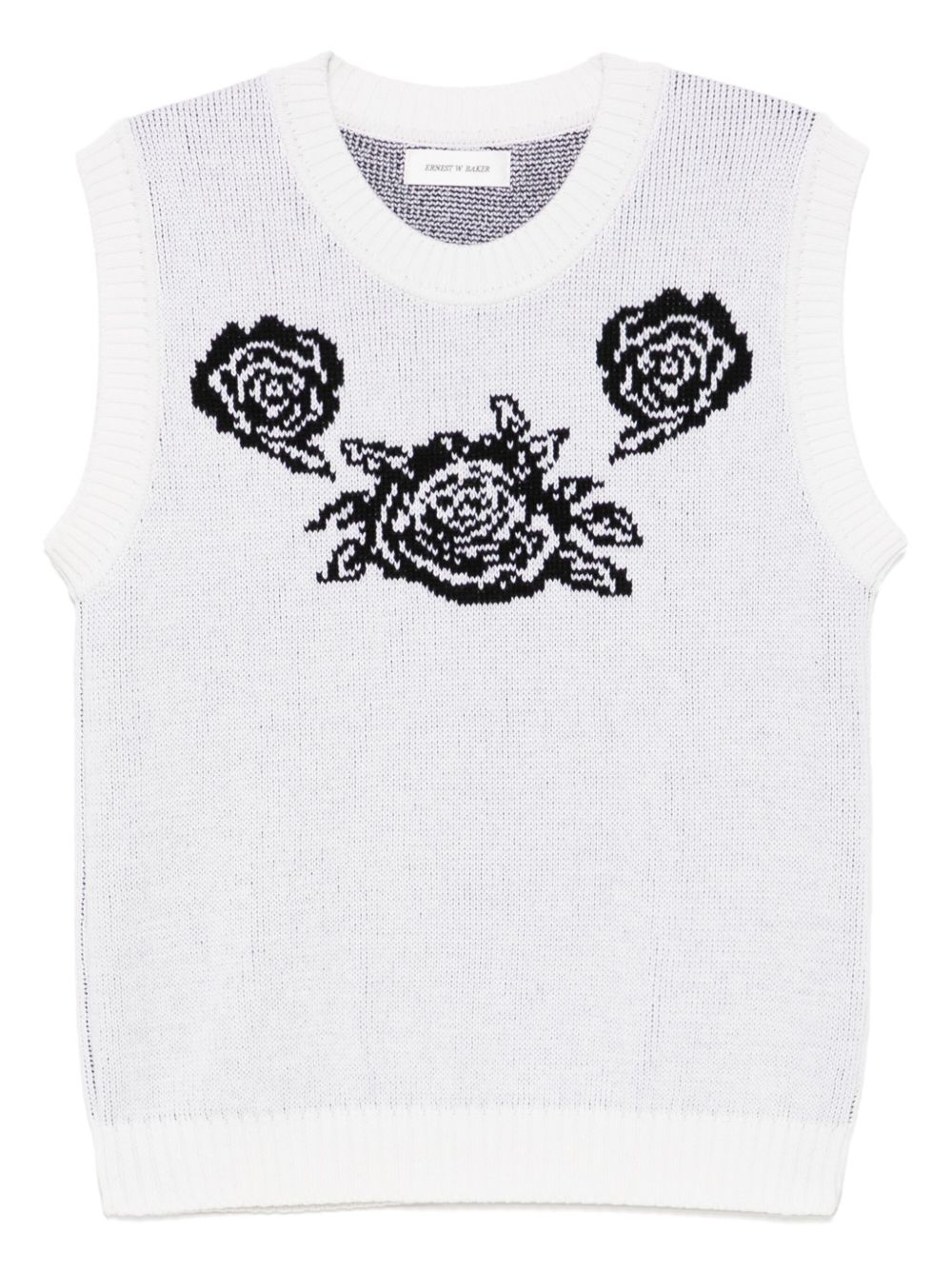 Ernest W. Baker rose-embroidered vest - White