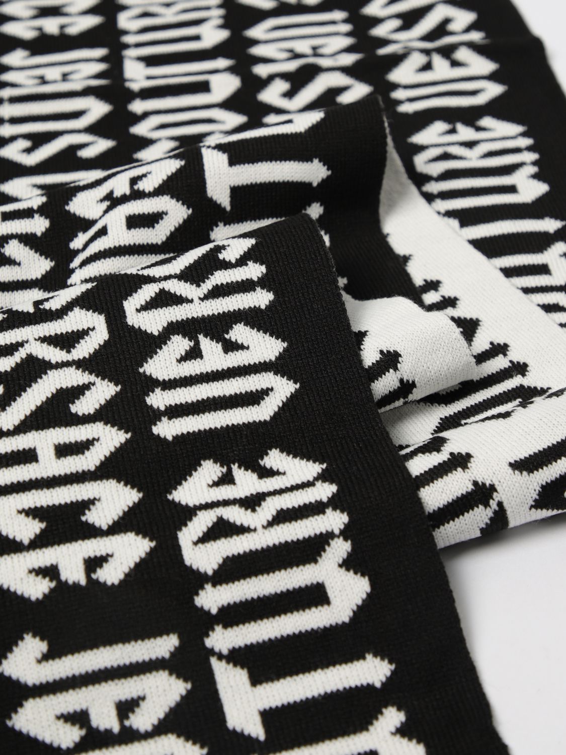 Intarsia-logo scarf - Black