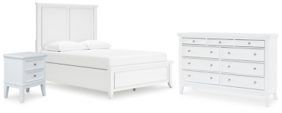 Trulani Queen Panel Bed with Dresser and Nightstand, White