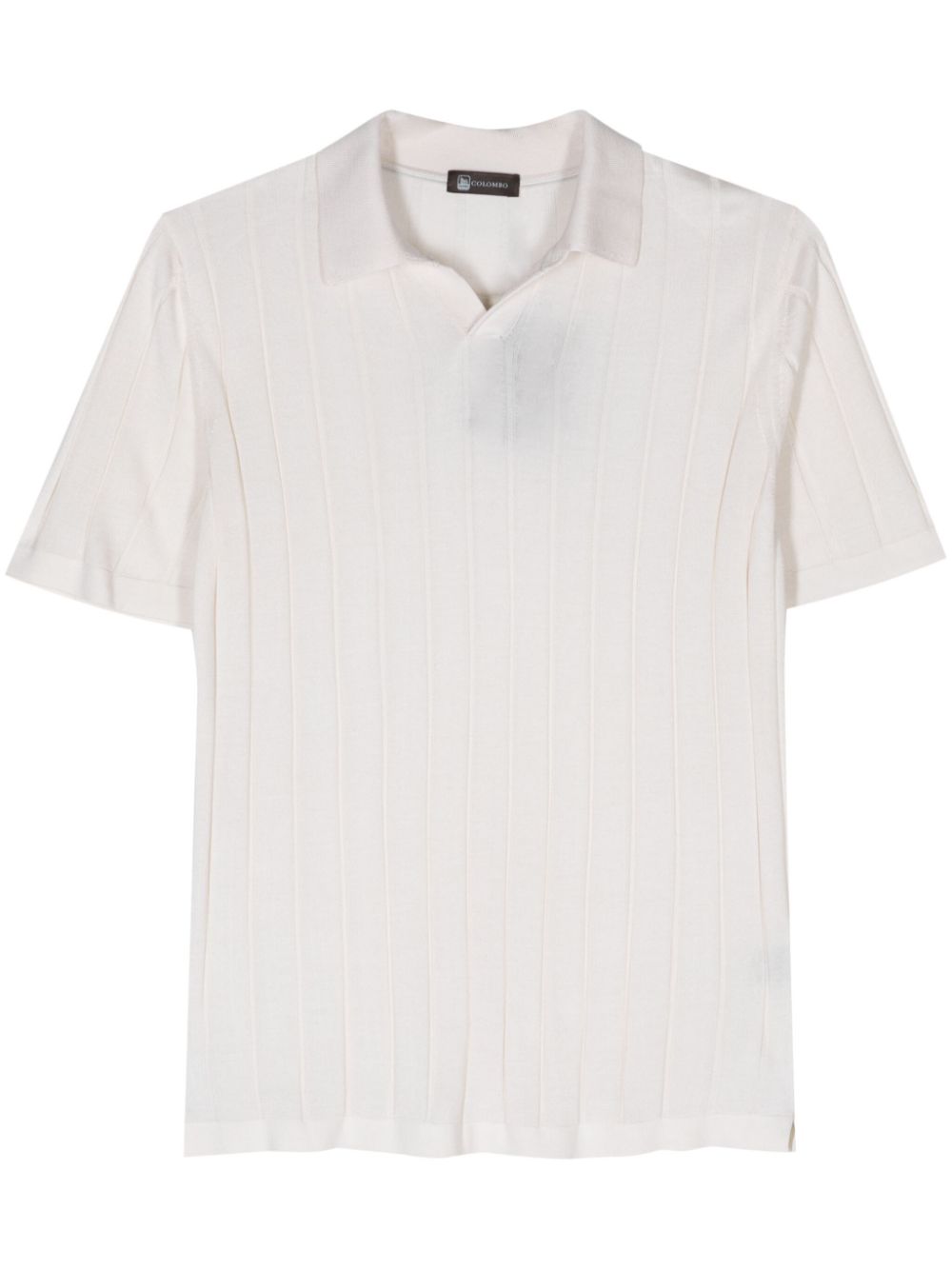 Spread-collar silk polo shirt - Neutrals